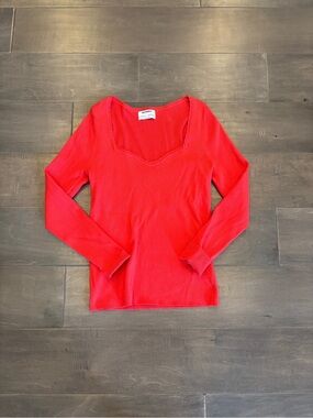 Old Navy Bright Red Ribbed Knit Top